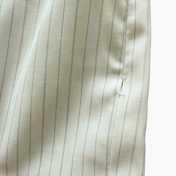 Anne Klein Cream Pinstripe Wool Skirt Suit Set Size 4 - Picture 6 of 6